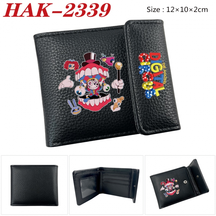 The Amazing Digital Circus Anime Litchi Pattern Hidden Buckle Half Fold Printed Wallet 12X10X2CM  HAK-2339