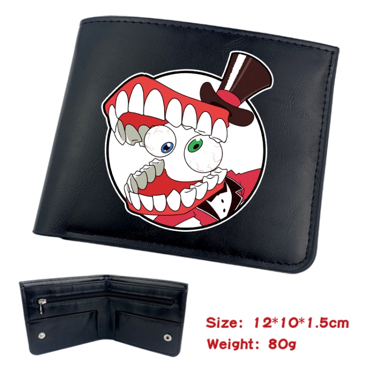 The Amazing Digital Circus Animation soft leather inner buckle black leather wallet 12X10X1.5CM 