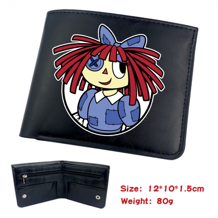 The Amazing Digital Circus Animation soft leather inner buckle black leather wallet 12X10X1.5CM