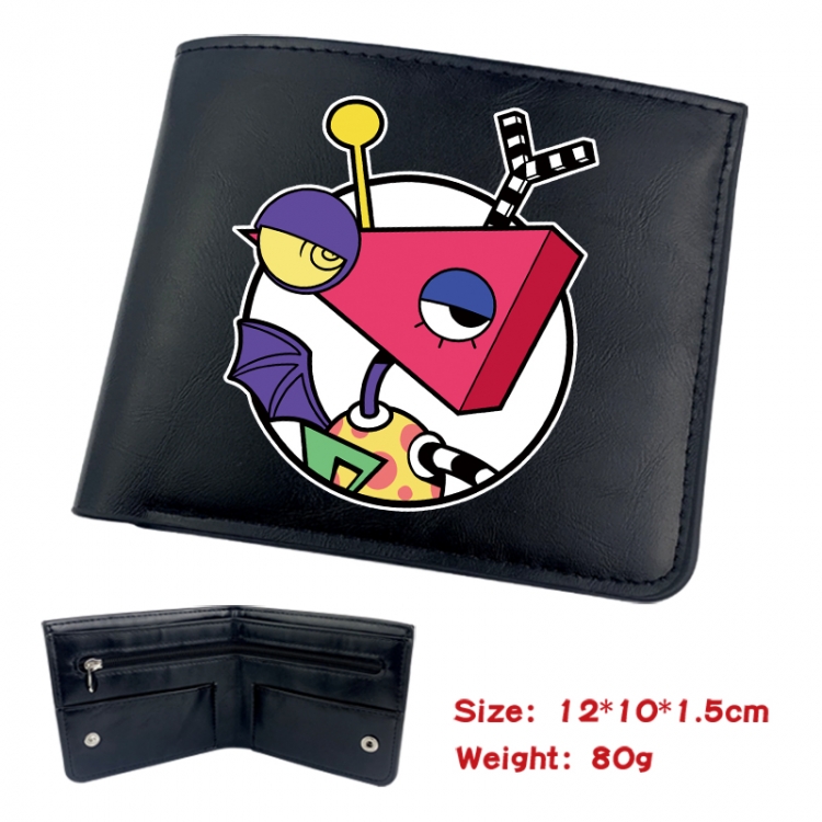 The Amazing Digital Circus Animation soft leather inner buckle black leather wallet 12X10X1.5CM 