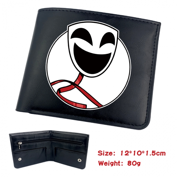 The Amazing Digital Circus Animation soft leather inner buckle black leather wallet 12X10X1.5CM 