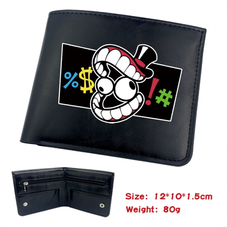 The Amazing Digital Circus Animation soft leather inner buckle black leather wallet 12X10X1.5CM