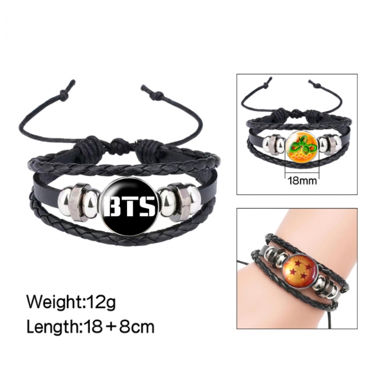 BTS Anime peripheral crystal leather rope bracelet price for 5 pcs 