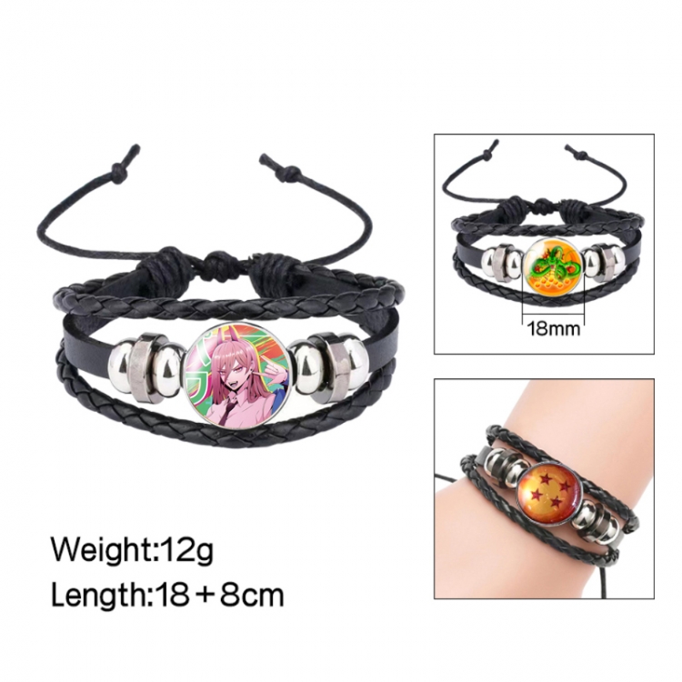 Chainsawman Anime peripheral crystal leather rope bracelet price for 5 pcs 