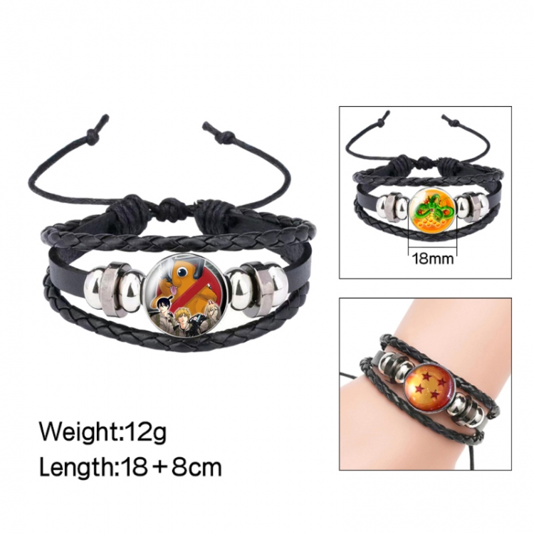 Chainsawman Anime peripheral crystal leather rope bracelet price for 5 pcs 