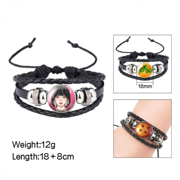 BLACK PINK Anime peripheral crystal leather rope bracelet price for 5 pcs