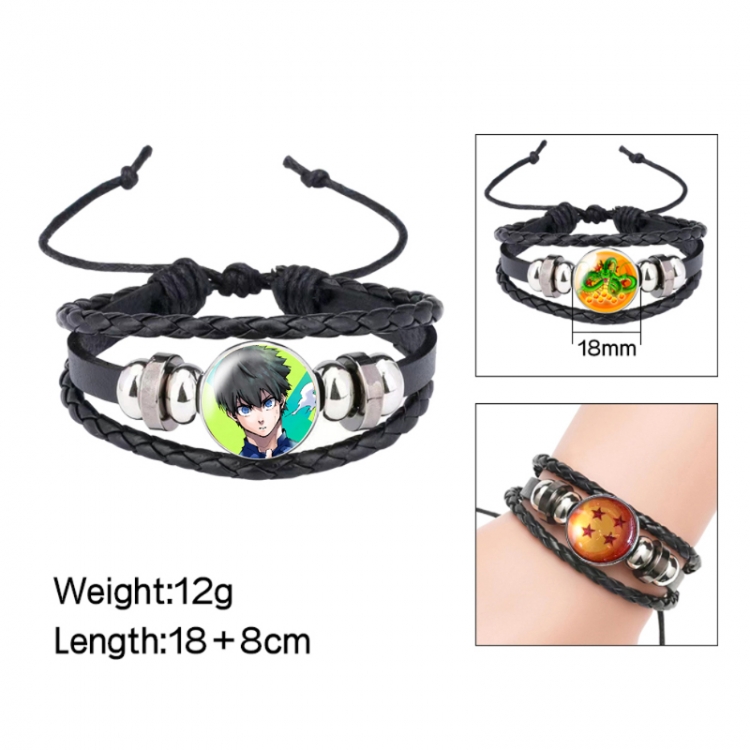 BLUE LOCK Anime peripheral crystal leather rope bracelet price for 5 pcs