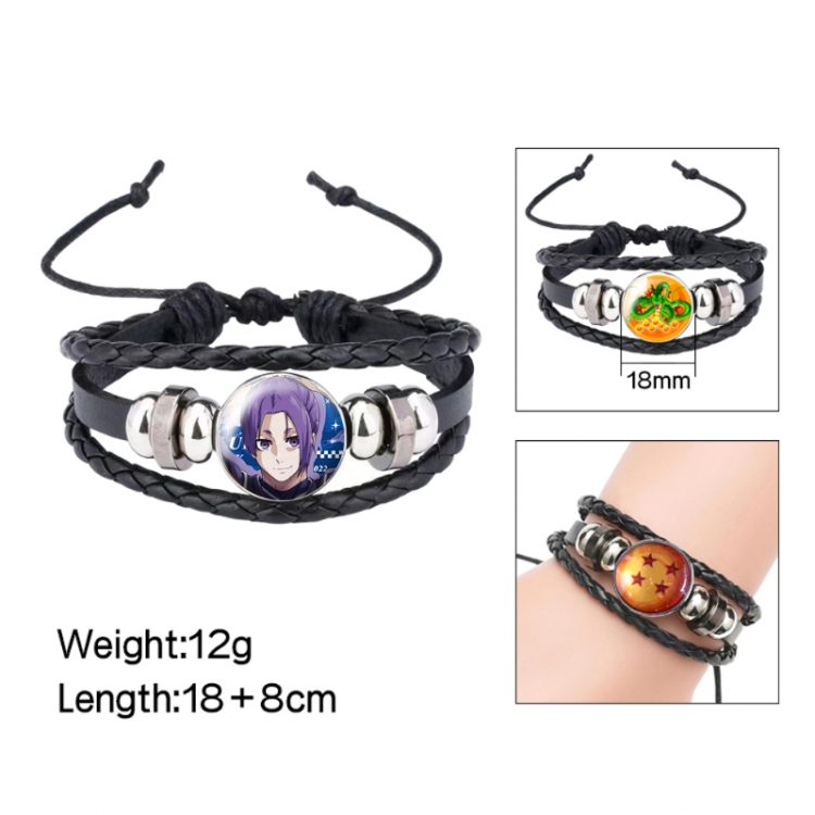 BLUE LOCK Anime peripheral crystal leather rope bracelet price for 5 pcs