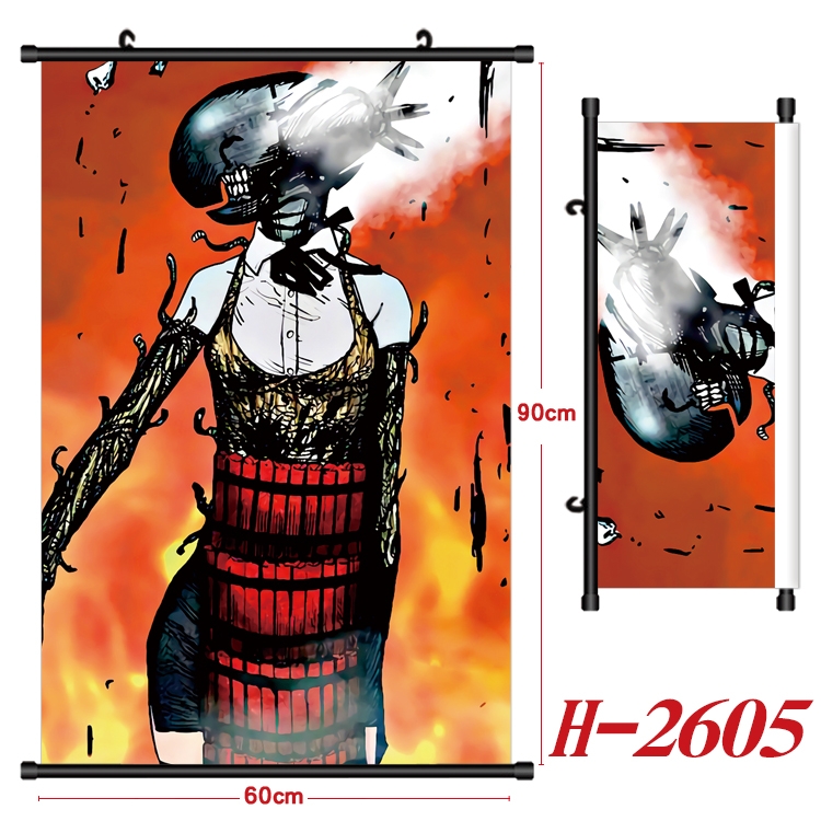 Chainsawman Anime Black Plastic Rod Canvas Painting Wall Scroll 60X90CM H-2605