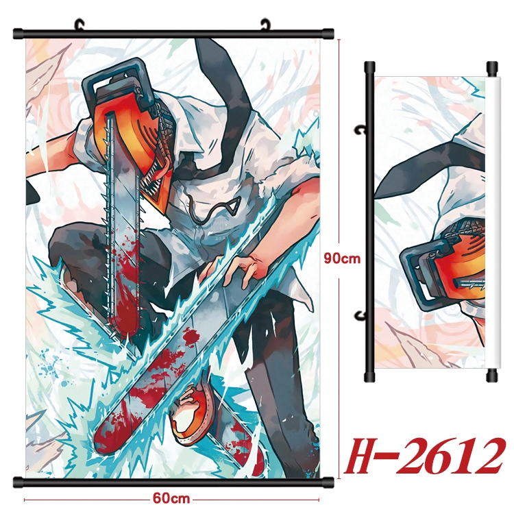 Chainsawman Anime Black Plastic Rod Canvas Painting Wall Scroll 60X90CM H-2612