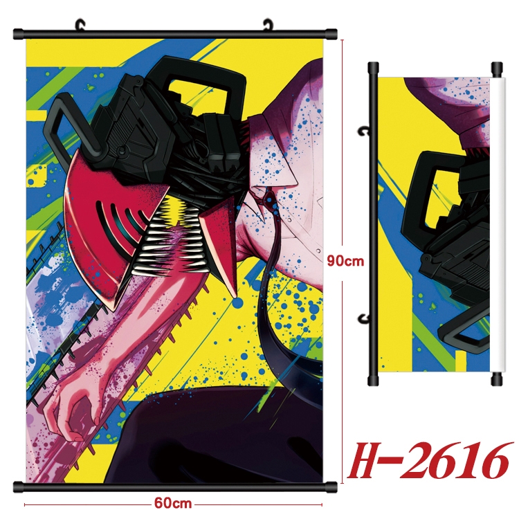 Chainsawman Anime Black Plastic Rod Canvas Painting Wall Scroll 60X90CM H-2616