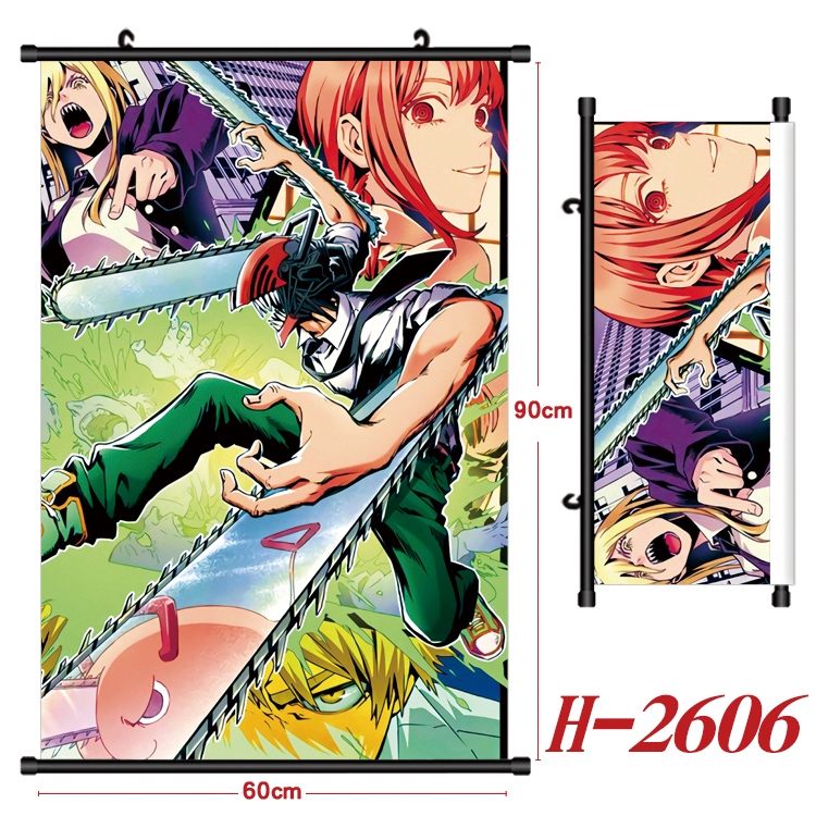 Chainsawman Anime Black Plastic Rod Canvas Painting Wall Scroll 60X90CM H-2606