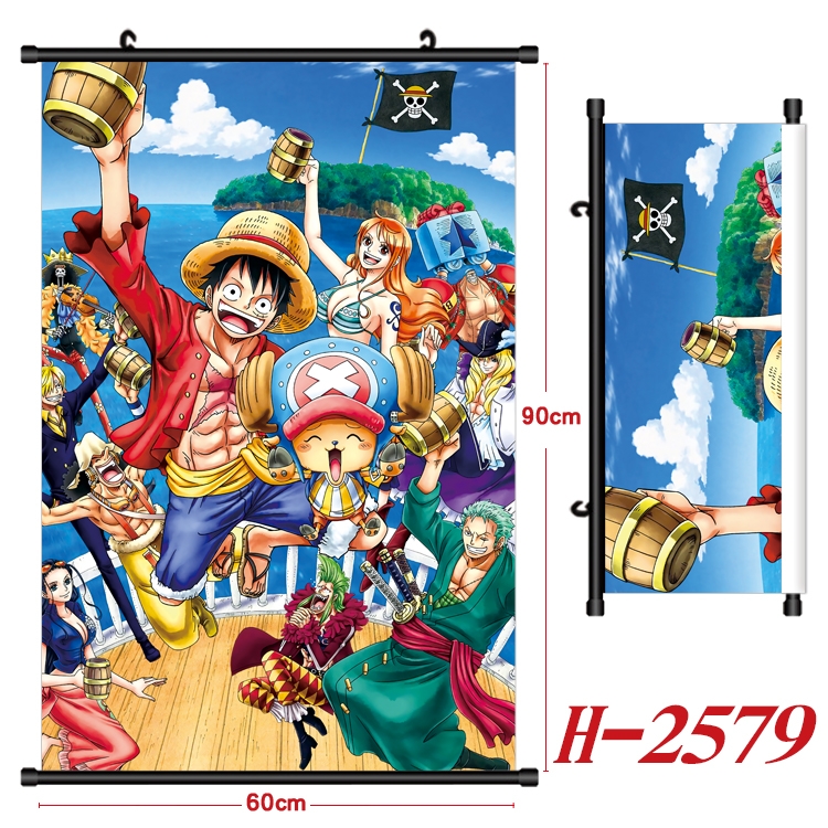 One Piece Anime Black Plastic Rod Canvas Painting Wall Scroll 60X90CM H-2579