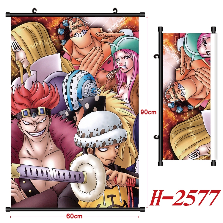 One Piece Anime Black Plastic Rod Canvas Painting Wall Scroll 60X90CM H-2577