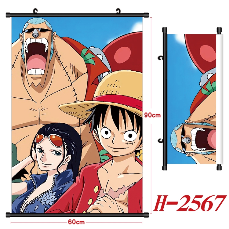 One Piece Anime Black Plastic Rod Canvas Painting Wall Scroll 60X90CM H-2567