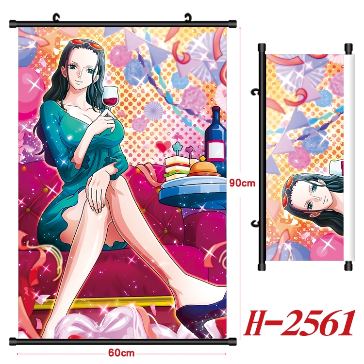 One Piece Anime Black Plastic Rod Canvas Painting Wall Scroll 60X90CM H-2561