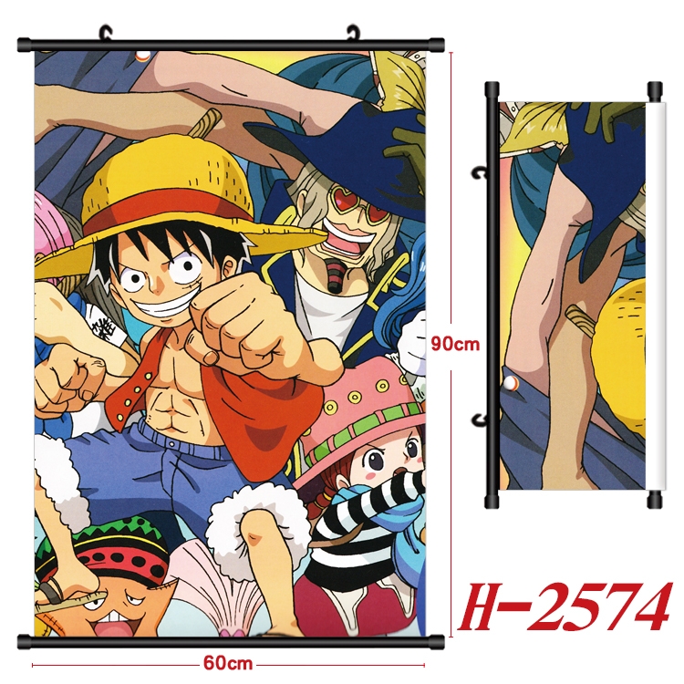 One Piece Anime Black Plastic Rod Canvas Painting Wall Scroll 60X90CM H-2574