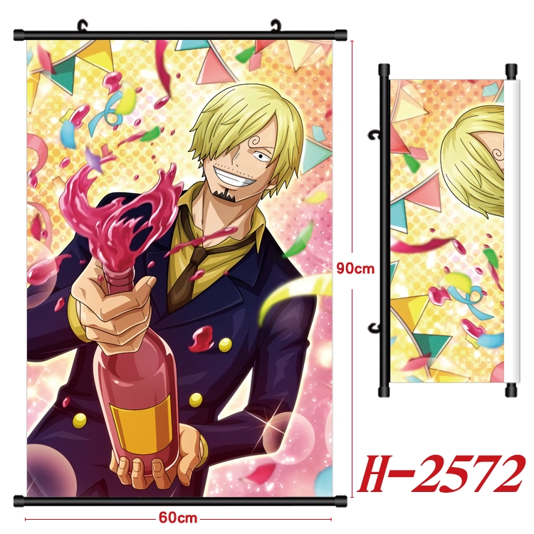One Piece Anime Black Plastic Rod Canvas Painting Wall Scroll 60X90CM H-2572