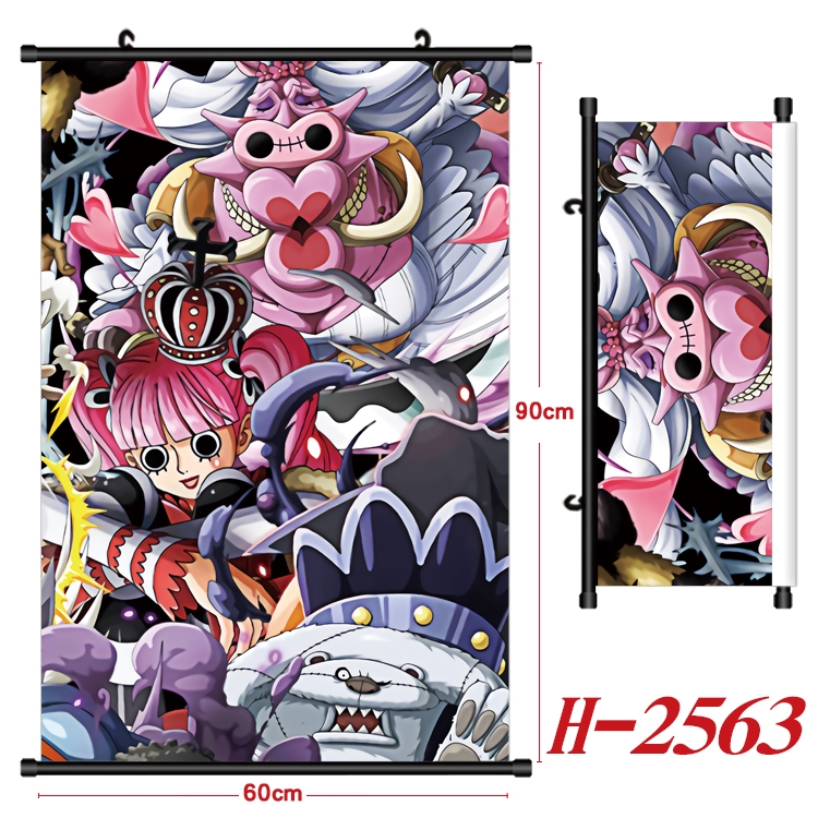 One Piece Anime Black Plastic Rod Canvas Painting Wall Scroll 60X90CM H-2563
