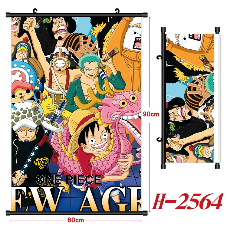 One Piece Anime Black Plastic Rod Canvas Painting Wall Scroll 60X90CM H-2564
