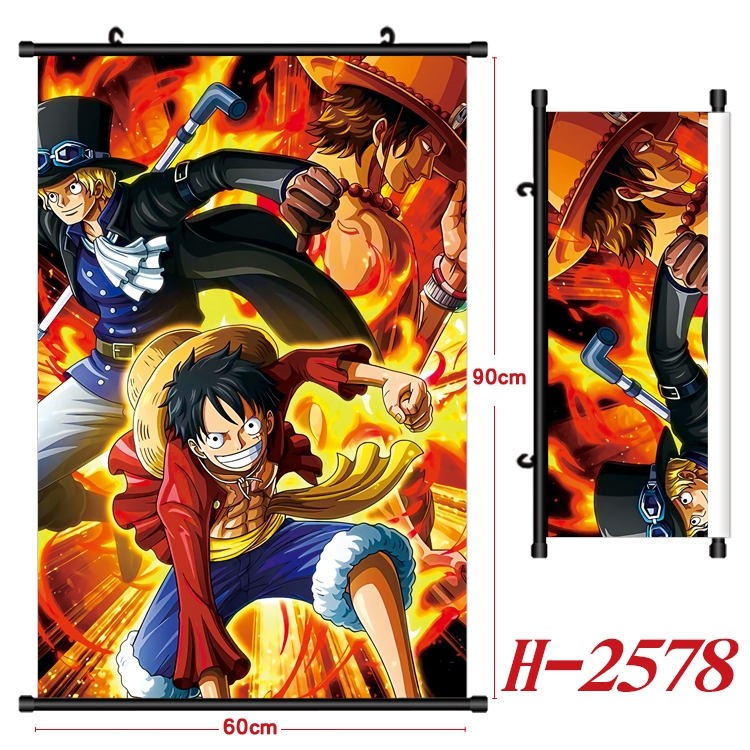 One Piece Anime Black Plastic Rod Canvas Painting Wall Scroll 60X90CM H-2578