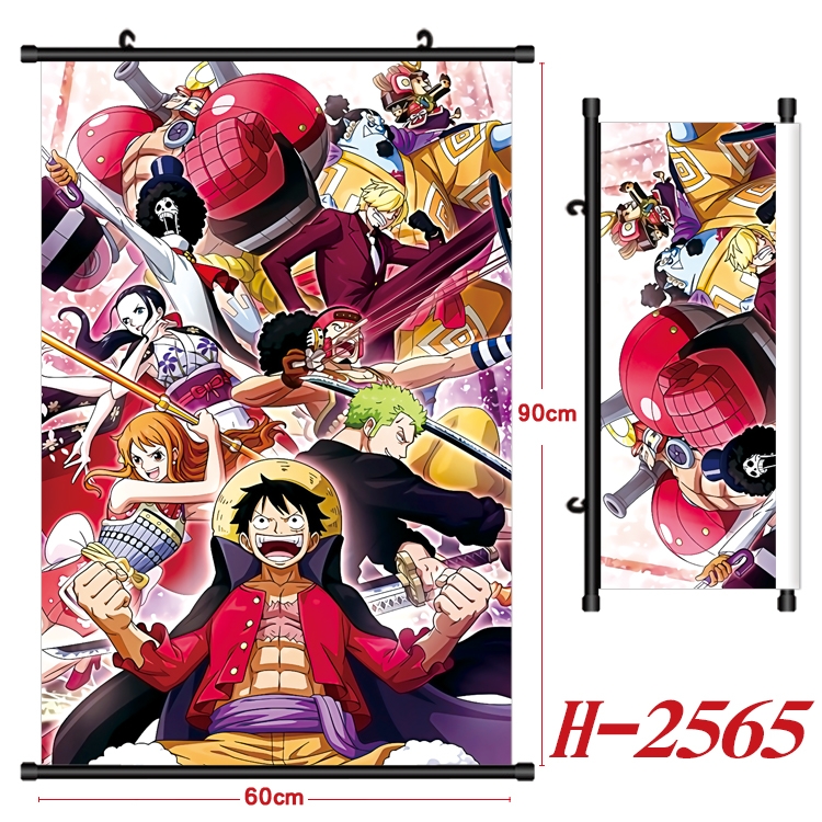 One Piece Anime Black Plastic Rod Canvas Painting Wall Scroll 60X90CM H-2565