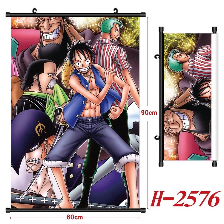 One Piece Anime Black Plastic Rod Canvas Painting Wall Scroll 60X90CM H-2576