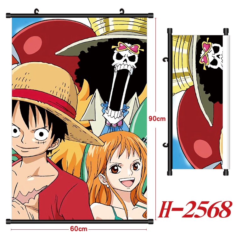 One Piece Anime Black Plastic Rod Canvas Painting Wall Scroll 60X90CM H-2568