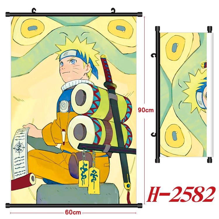 Naruto Anime Black Plastic Rod Canvas Painting Wall Scroll 60X90CM H-2582