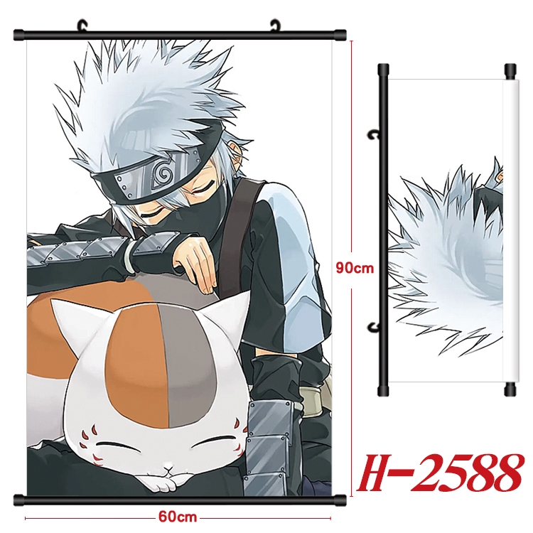 Naruto Anime Black Plastic Rod Canvas Painting Wall Scroll 60X90CM H-2588