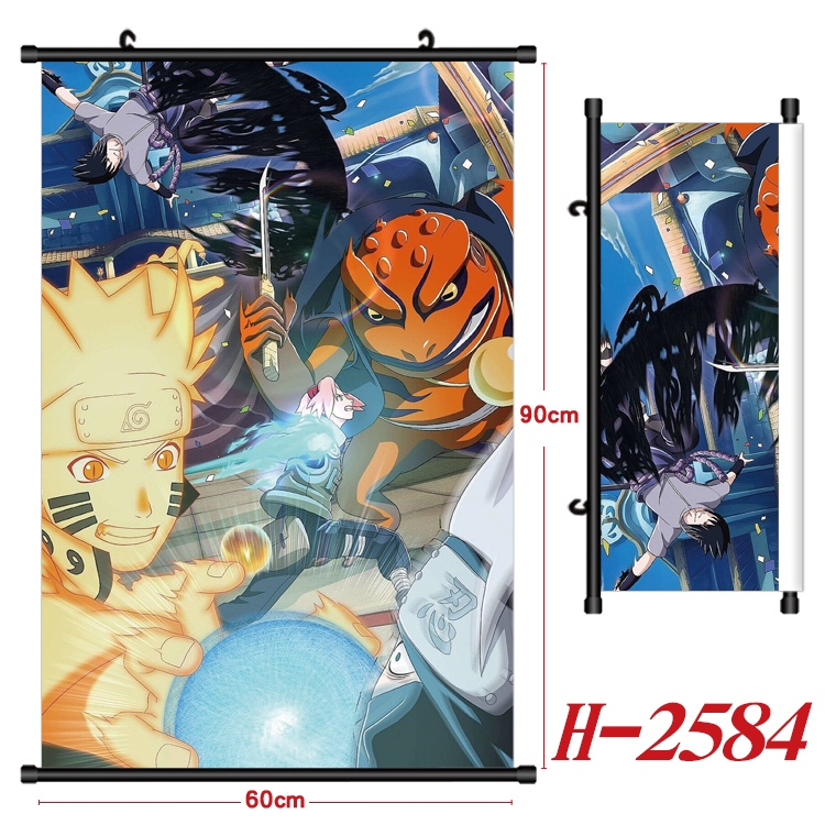 Naruto Anime Black Plastic Rod Canvas Painting Wall Scroll 60X90CM H-2584