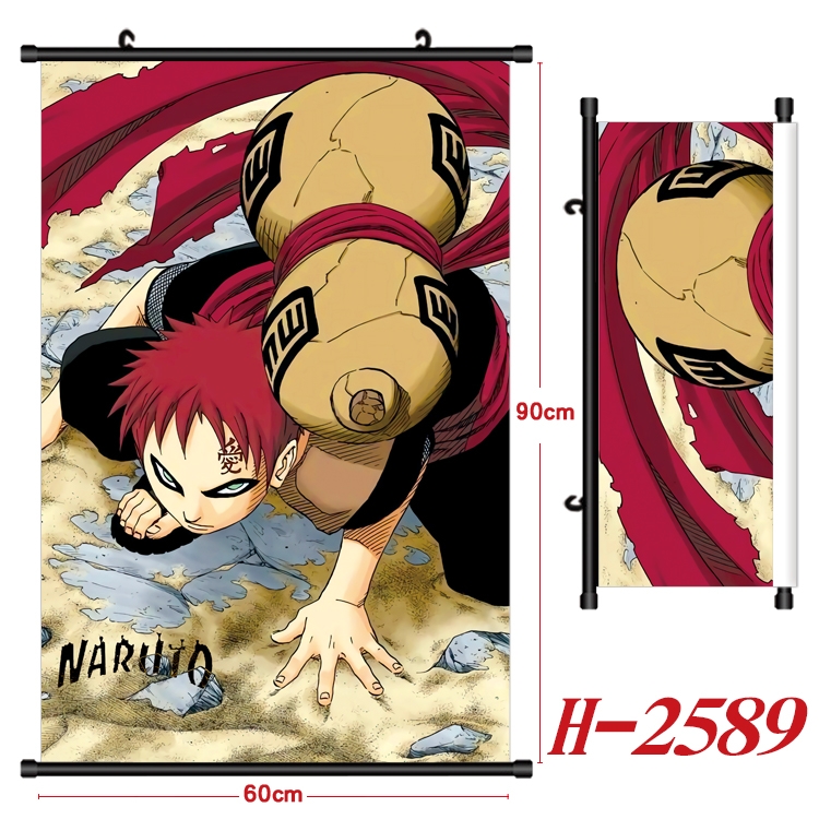 Naruto Anime Black Plastic Rod Canvas Painting Wall Scroll 60X90CM H-2589