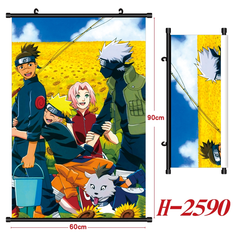 Naruto Anime Black Plastic Rod Canvas Painting Wall Scroll 60X90CM H-2590