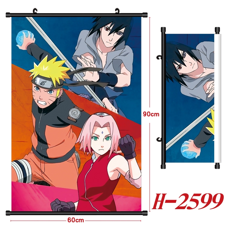 Naruto Anime Black Plastic Rod Canvas Painting Wall Scroll 60X90CM H-2599