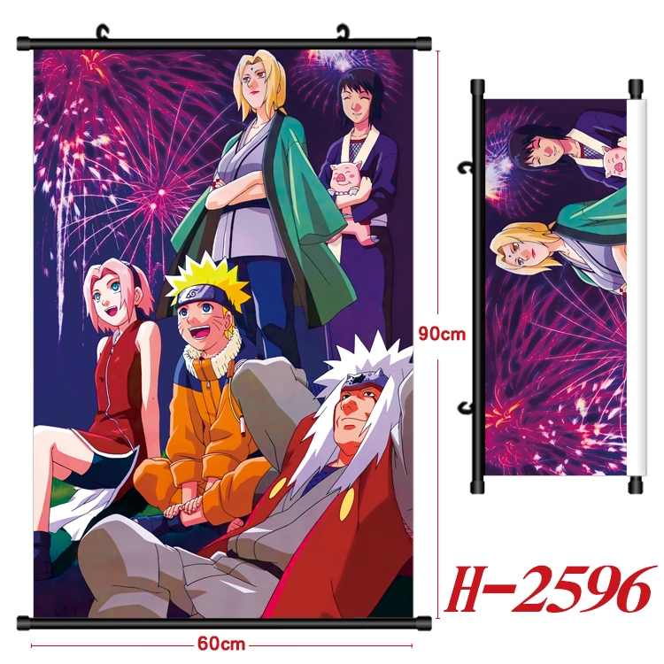 Naruto Anime Black Plastic Rod Canvas Painting Wall Scroll 60X90CM H-2596