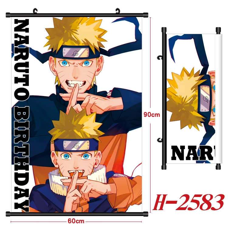 Naruto Anime Black Plastic Rod Canvas Painting Wall Scroll 60X90CM H-2583