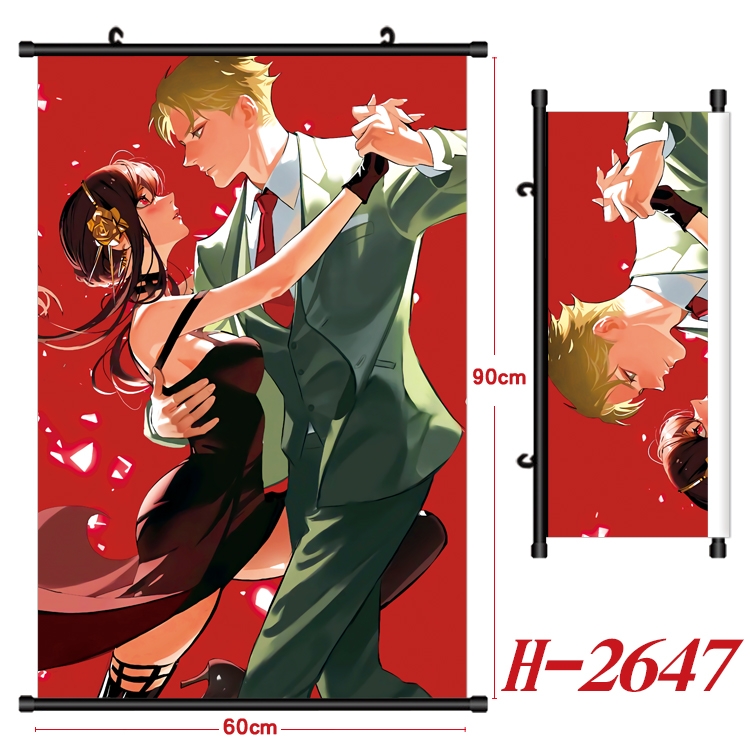 SPYxFAMILY Anime Black Plastic Rod Canvas Painting Wall Scroll 60X90CM