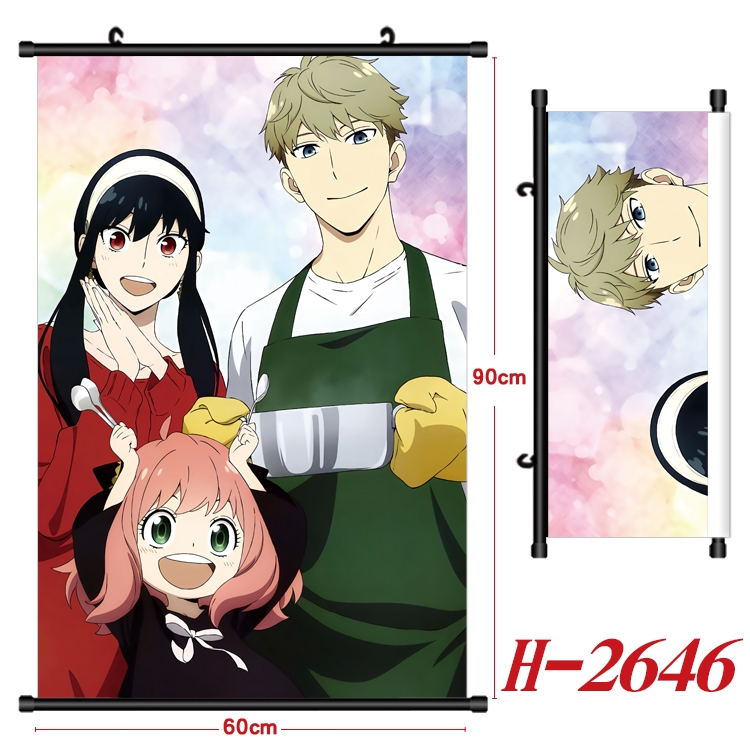 SPYxFAMILY Anime Black Plastic Rod Canvas Painting Wall Scroll 60X90CM