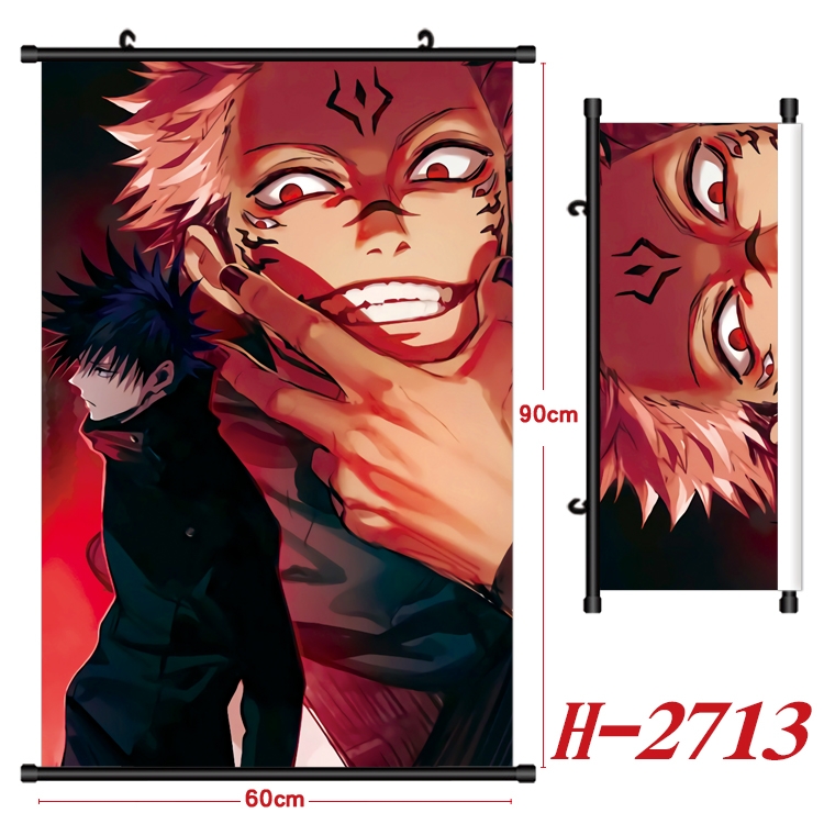 Jujutsu Kaisen Anime Black Plastic Rod Canvas Painting Wall Scroll 60X90CM