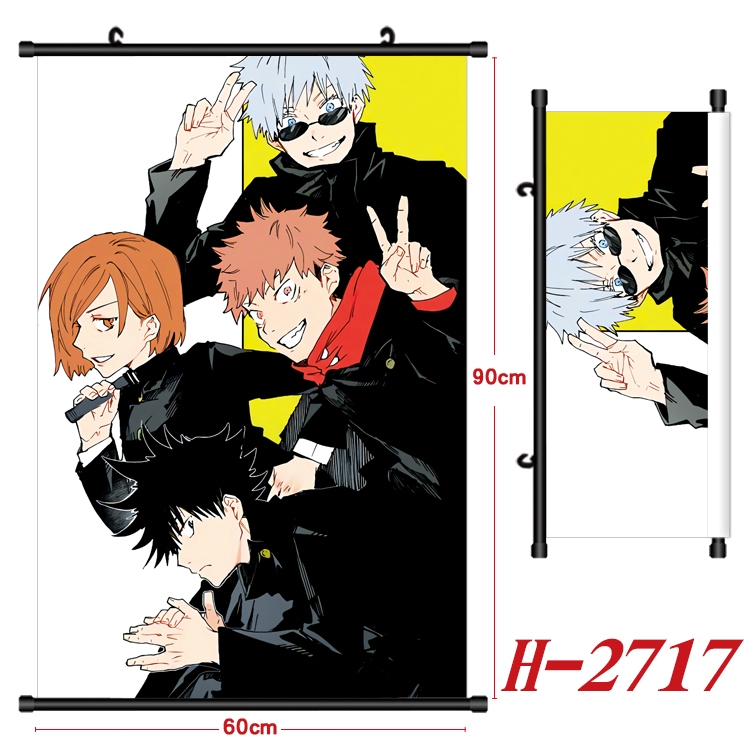 Jujutsu Kaisen Anime Black Plastic Rod Canvas Painting Wall Scroll 60X90CM