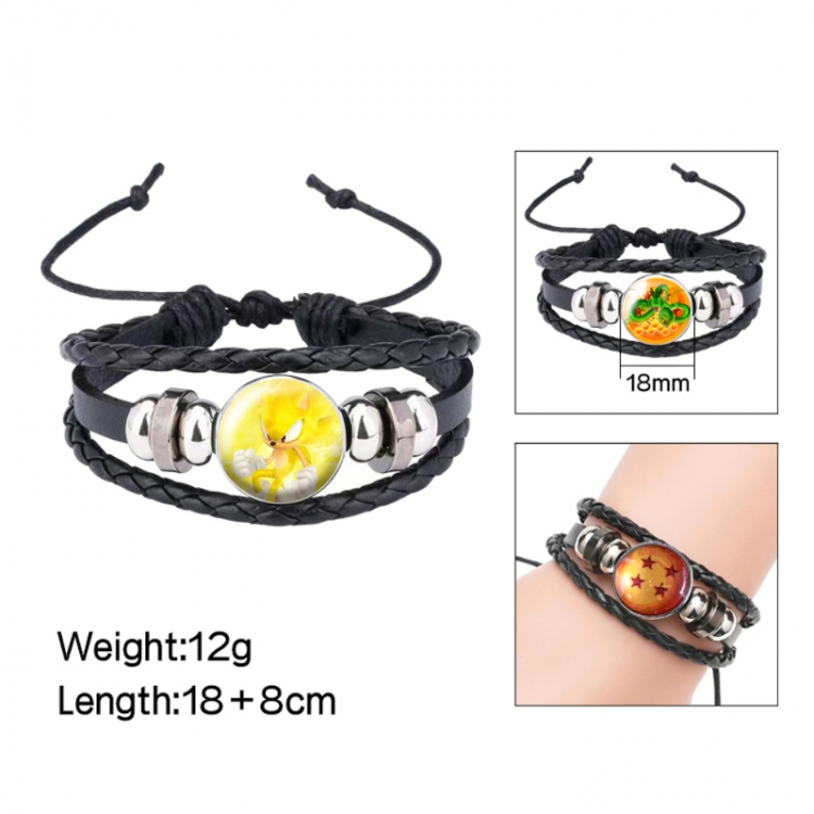 Sonic The Hedgehog Anime peripheral crystal leather rope bracelet price for 5 pcs 