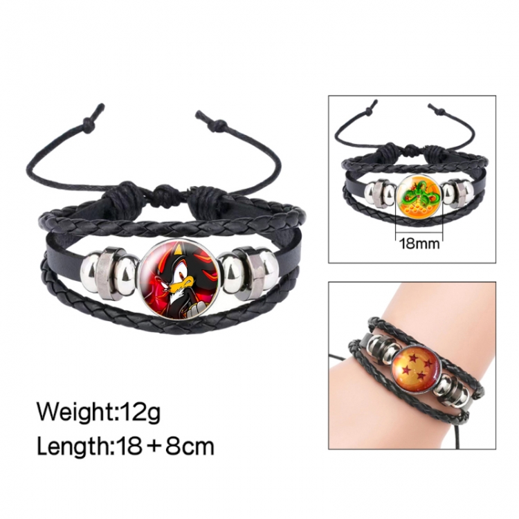 Sonic The Hedgehog Anime peripheral crystal leather rope bracelet price for 5 pcs 