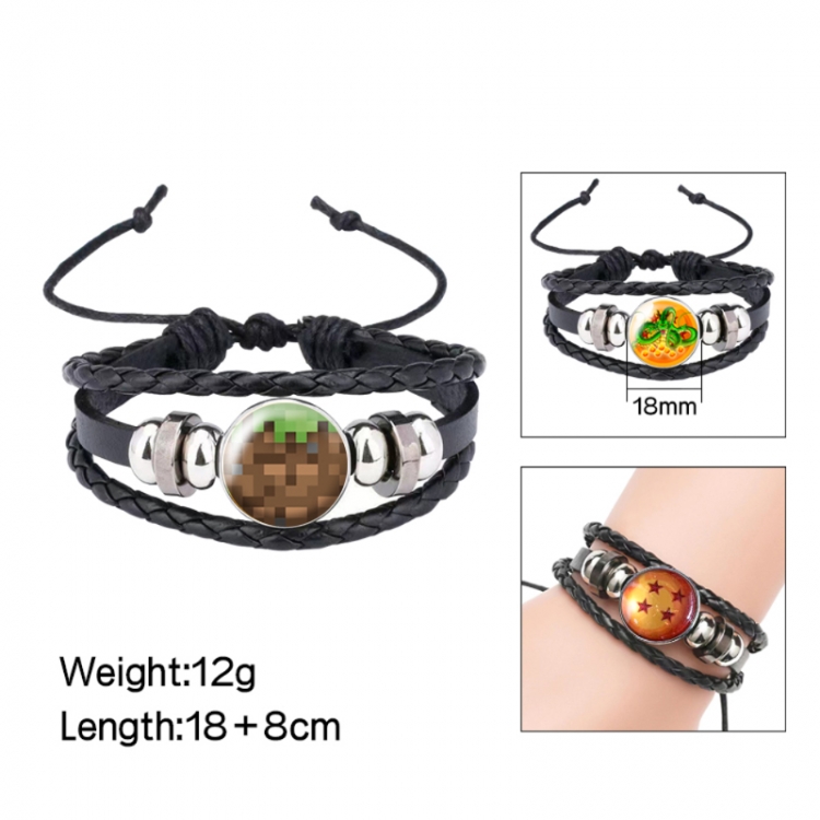 Minecraft Anime peripheral crystal leather rope bracelet price for 5 pcs 