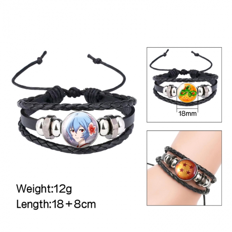 EVA  Anime peripheral crystal leather rope bracelet price for 5 pcs 
