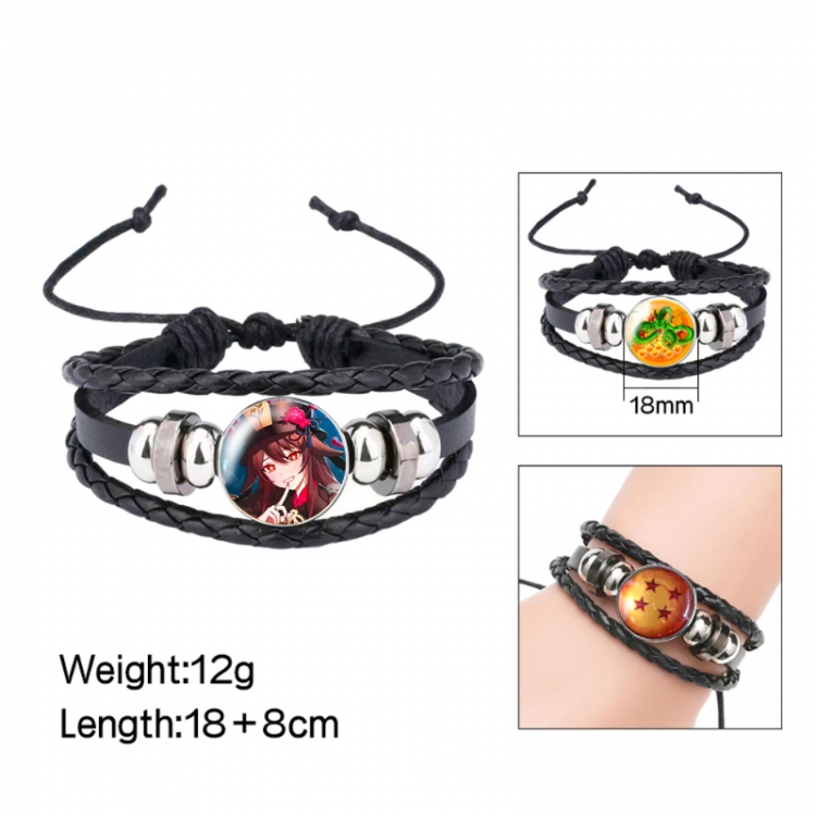 Genshin Impact Anime peripheral crystal leather rope bracelet price for 5 pcs 