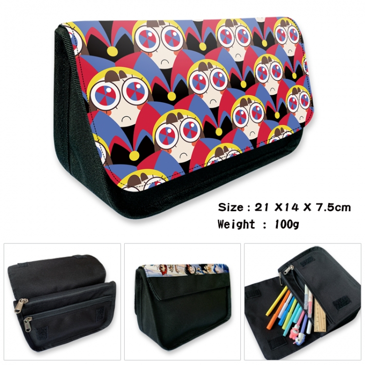 The Amazing Digital Circus Anime Velcro canvas zipper pencil case Pencil Bag 21×14×7.5cm