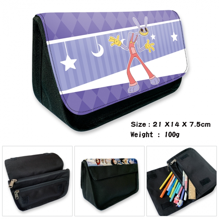 The Amazing Digital Circus Anime Velcro canvas zipper pencil case Pencil Bag 21×14×7.5cm