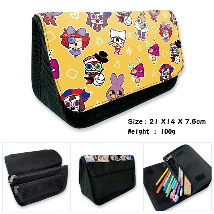 The Amazing Digital Circus Anime Velcro canvas zipper pencil case Pencil Bag 21×14×7.5cm