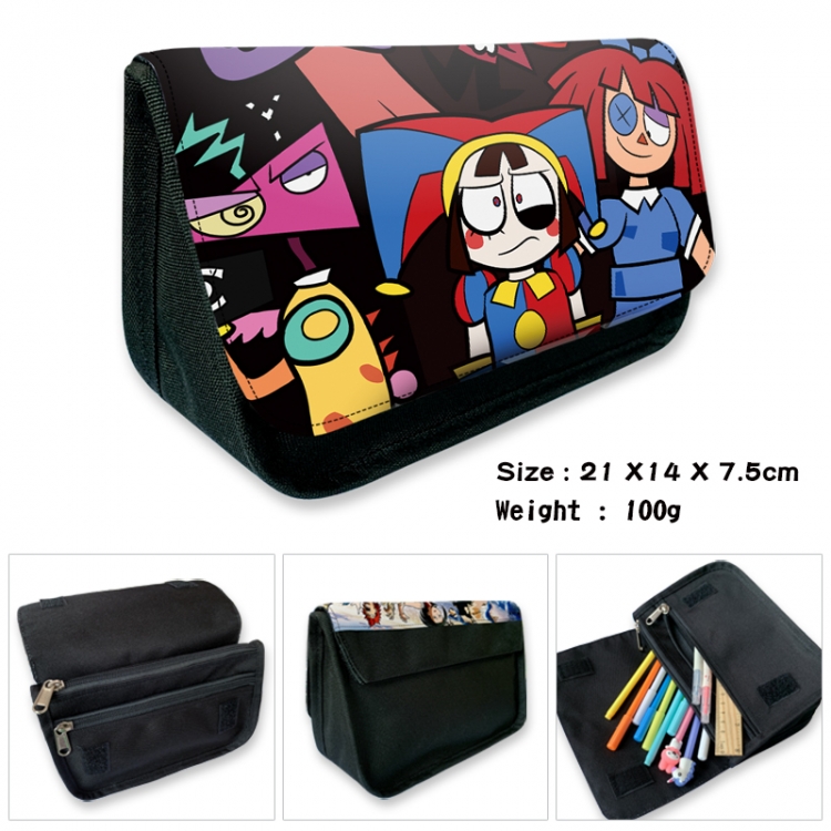 The Amazing Digital Circus Anime Velcro canvas zipper pencil case Pencil Bag 21×14×7.5cm