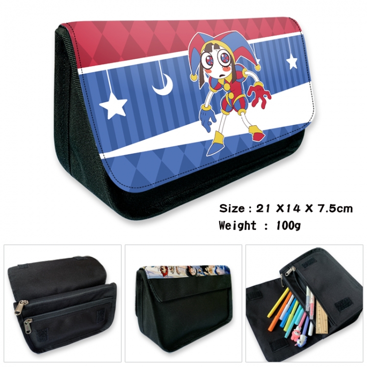 The Amazing Digital Circus Anime Velcro canvas zipper pencil case Pencil Bag 21×14×7.5cm